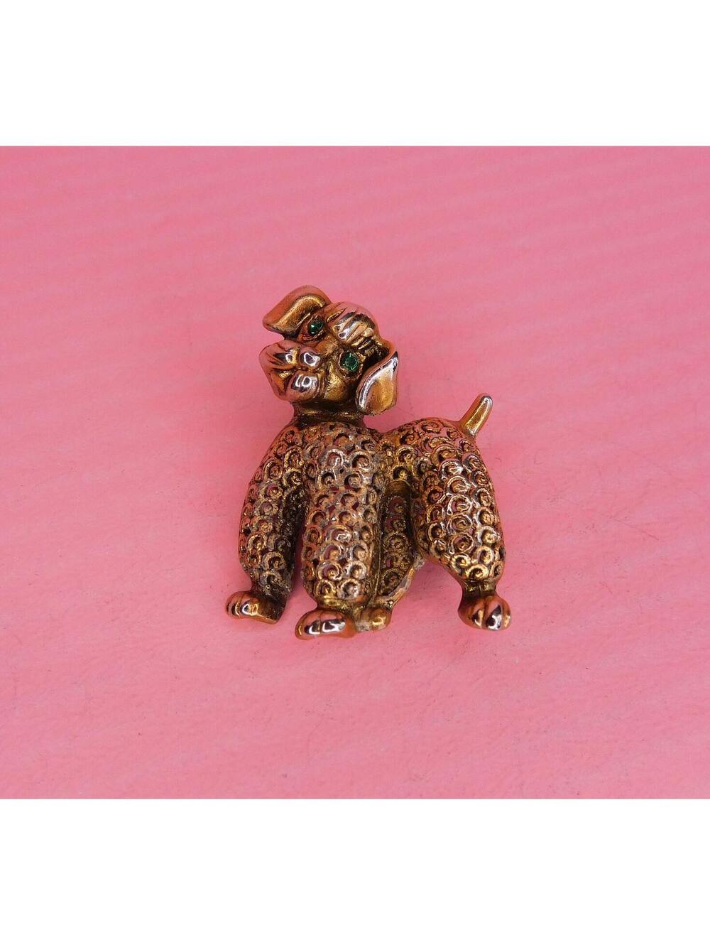 Vintage Gold Dog Poodle Pin
